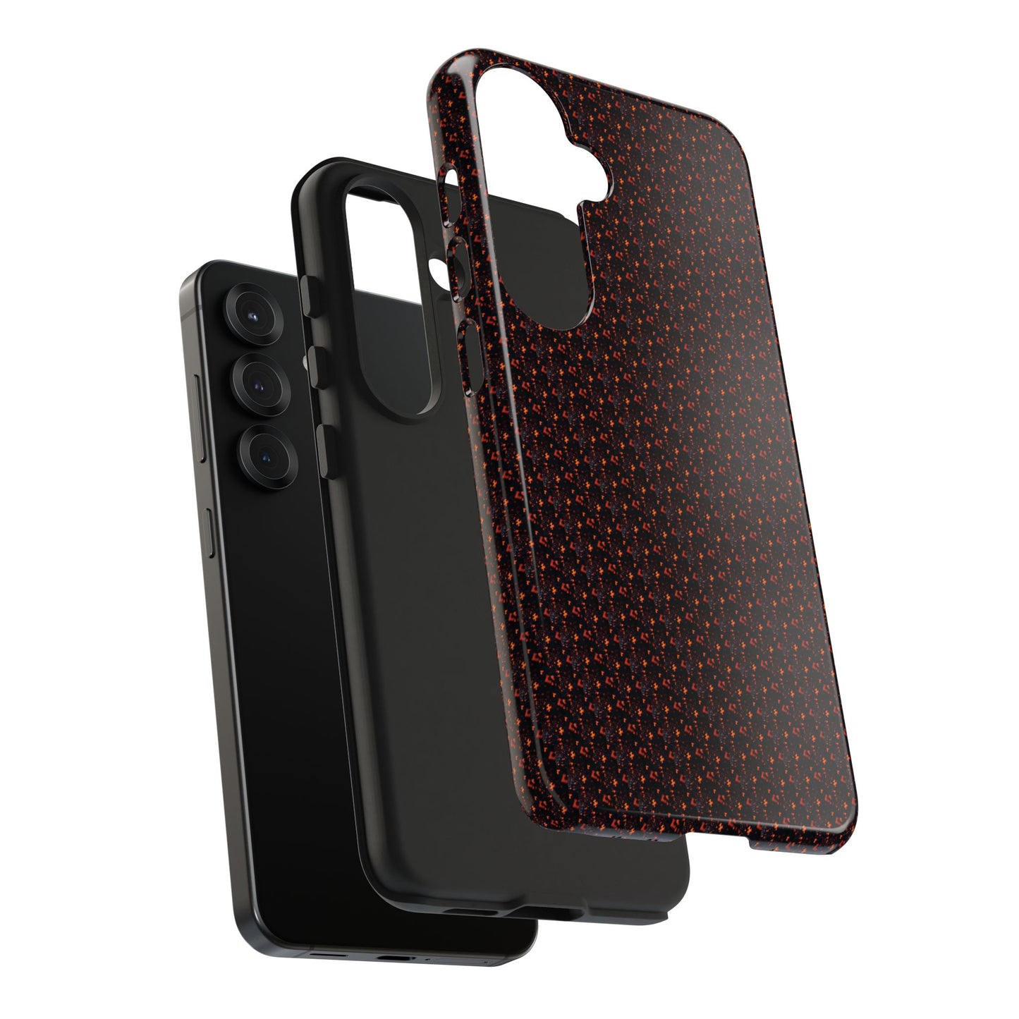 Coque de téléphone renforcée – Housse de protection robuste noire avec éclats rouges