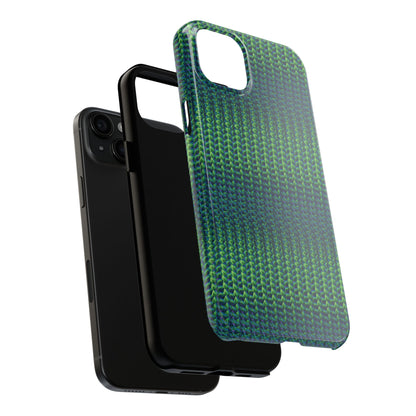 Green Woven Texture Tough Phone Case — Durable Protective Phone Cover