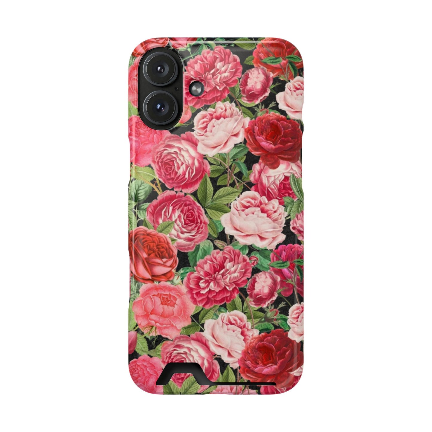 Coque de téléphone avec porte-cartes Floral Rose – Jardin vintage rose