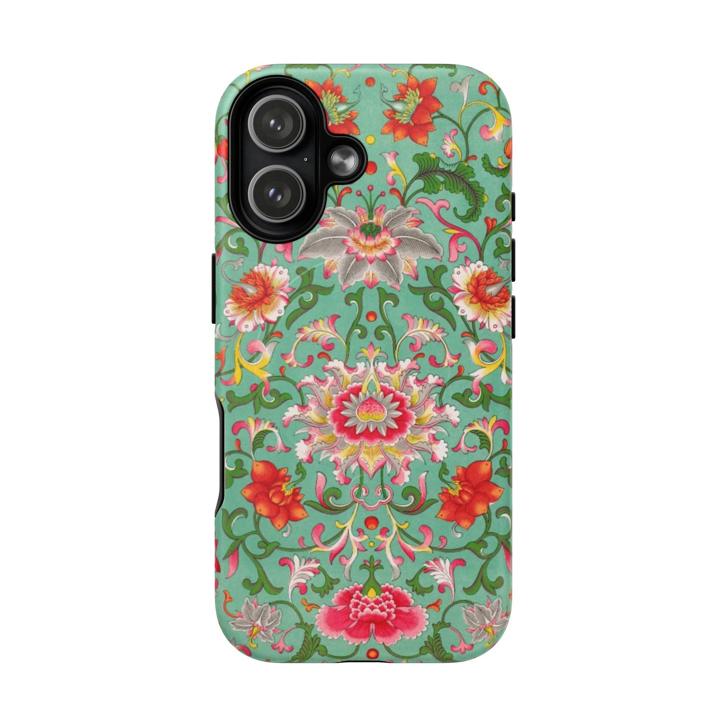Coque de téléphone magnétique renforcée à motif floral vintage