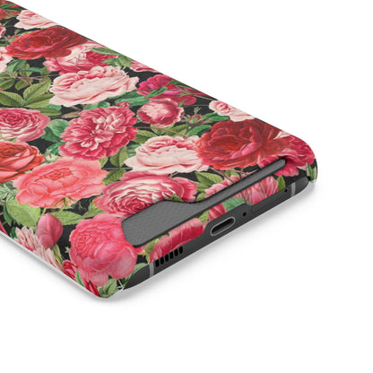 Coque de téléphone avec porte-cartes Floral Rose – Jardin vintage rose