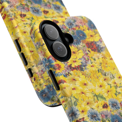 Coque de téléphone magnétique renforcée Floral Yellow Wildflower — Housse magnétique durable à fixation Snap