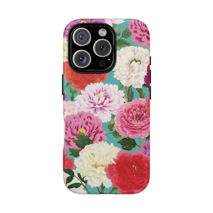 Coque de téléphone renforcée Floral Peony — Housse botanique protectrice pour iPhone