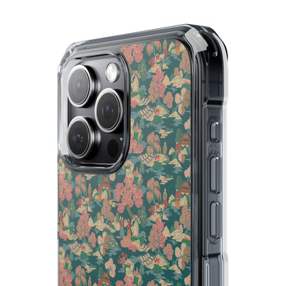 Floral Vintage Clear Magnetic Phone Case – Impact-Resistant iPhone Cover