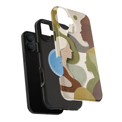Coque de téléphone — Silhouettes multiculturelles abstraites magnétique et résistante aux chocs