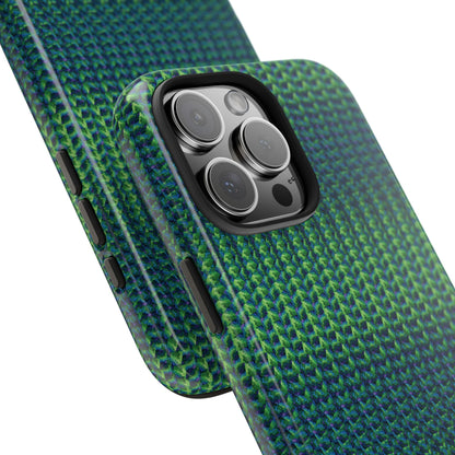Green Woven Texture Tough Phone Case — Durable Protective Phone Cover