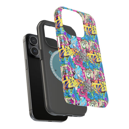 Coque de téléphone magnétique Graffiti Collage — Housse protectrice résistante aux chocs