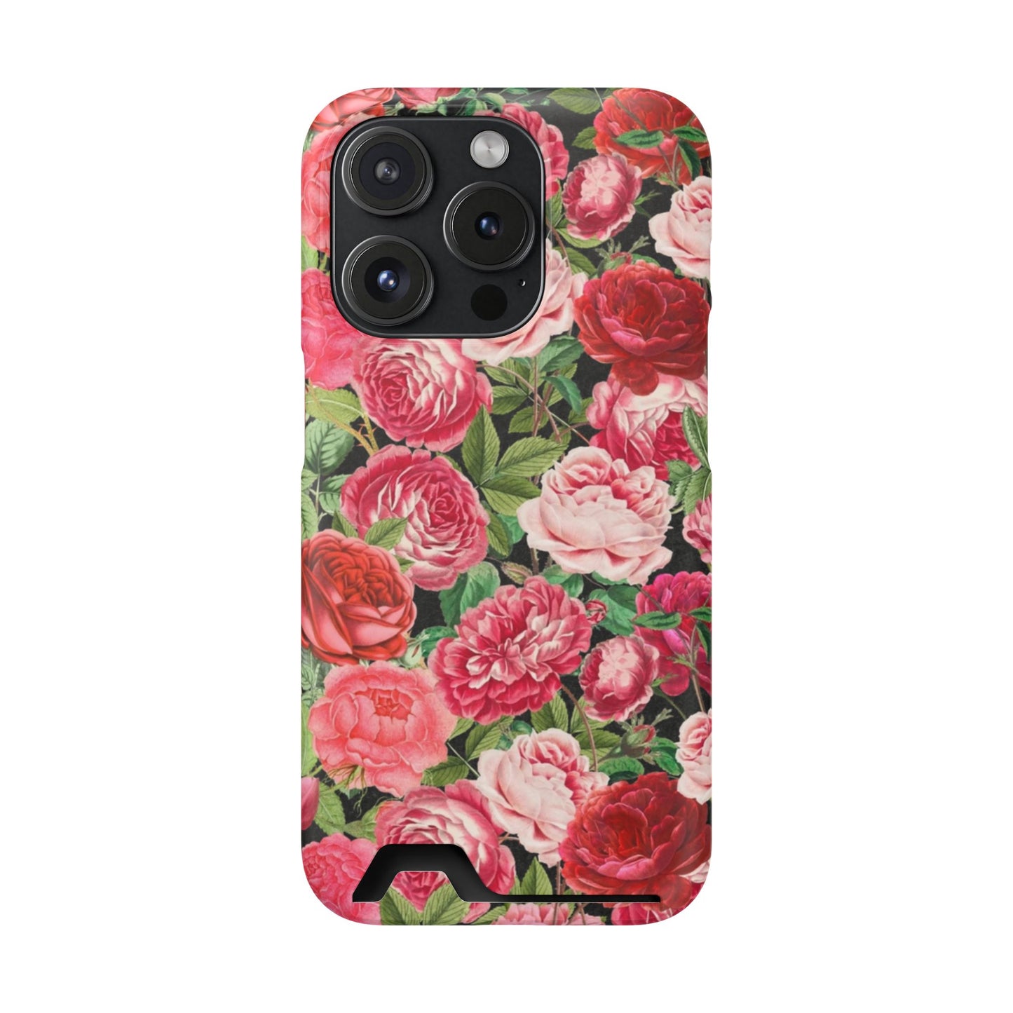 Coque de téléphone avec porte-cartes Floral Rose – Jardin vintage rose