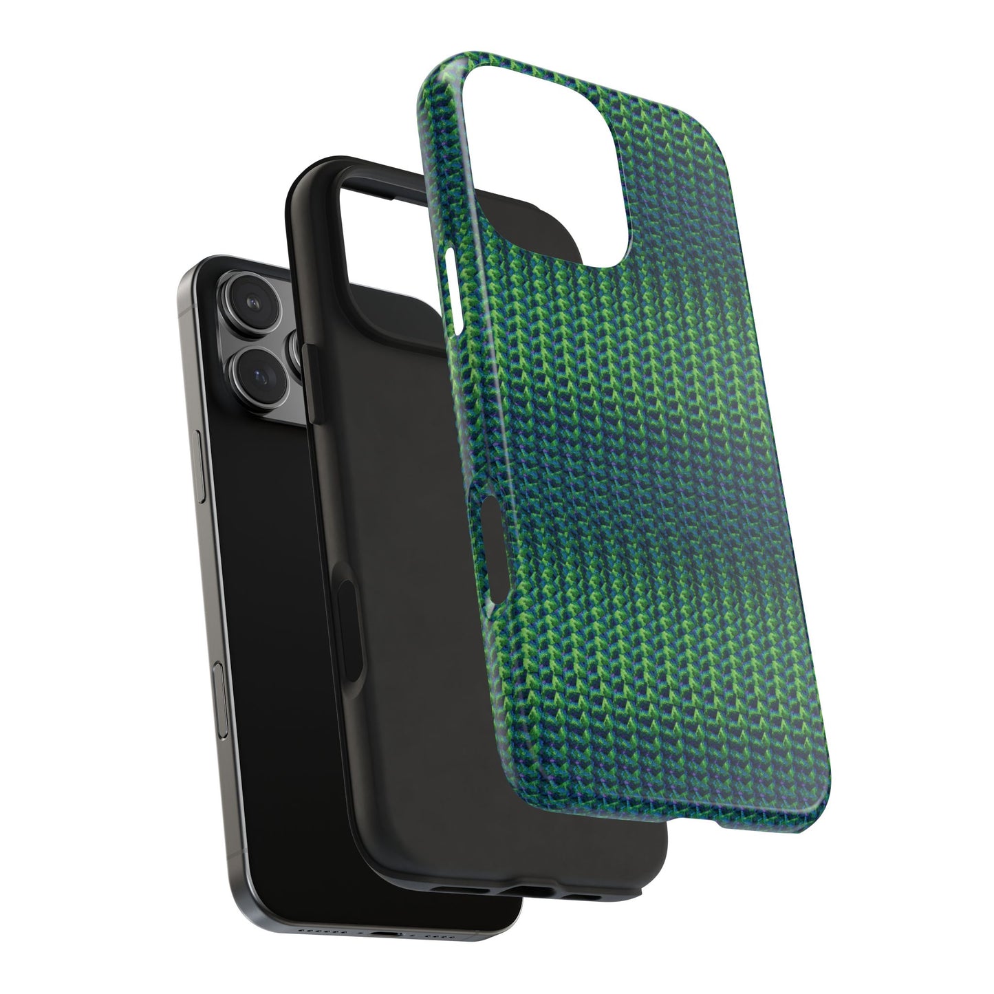 Green Woven Texture Tough Phone Case — Durable Protective Phone Cover