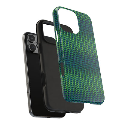 Green Woven Texture Tough Phone Case — Durable Protective Phone Cover