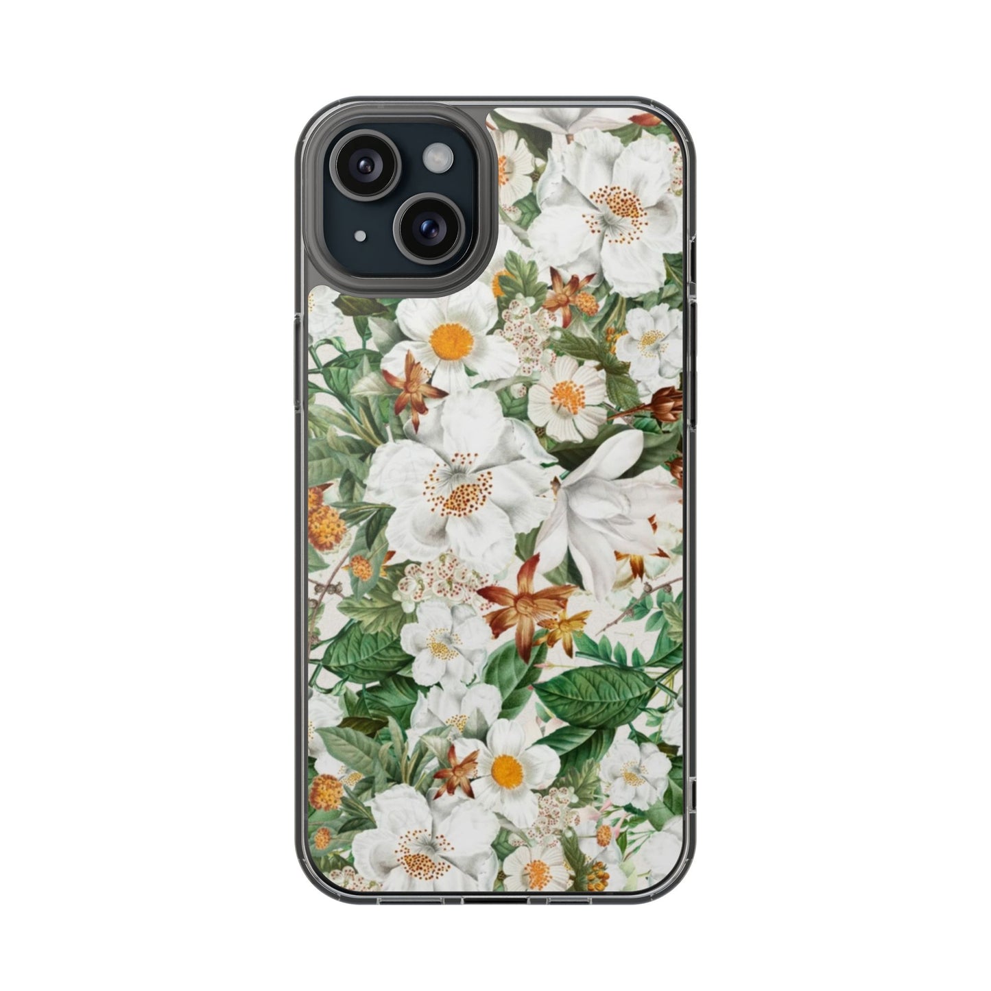 Coque de téléphone magnétique transparente Floral White Garden