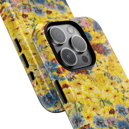 Coque de téléphone magnétique renforcée Floral Yellow Wildflower — Housse magnétique durable à fixation Snap