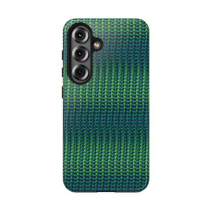 Green Woven Texture Tough Phone Case — Durable Protective Phone Cover