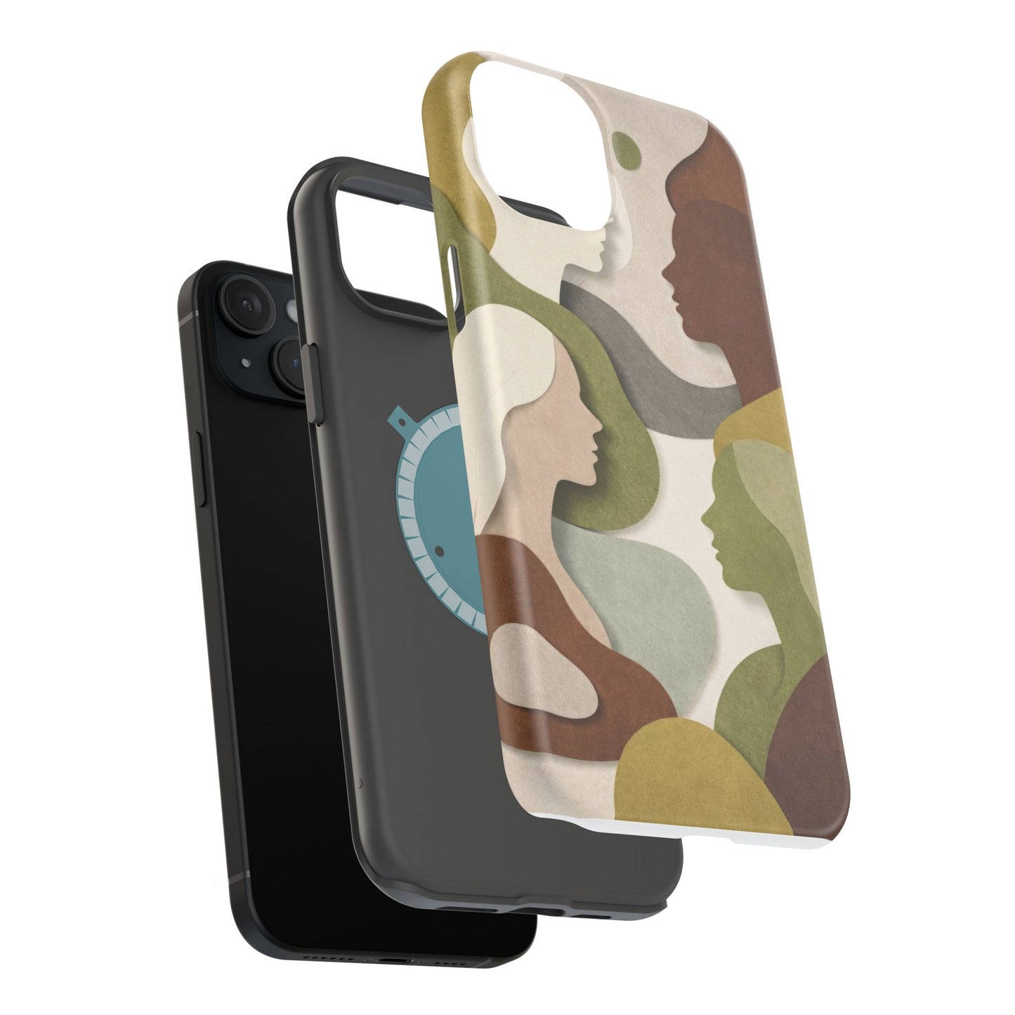 Coque de téléphone — Silhouettes multiculturelles abstraites magnétique et résistante aux chocs