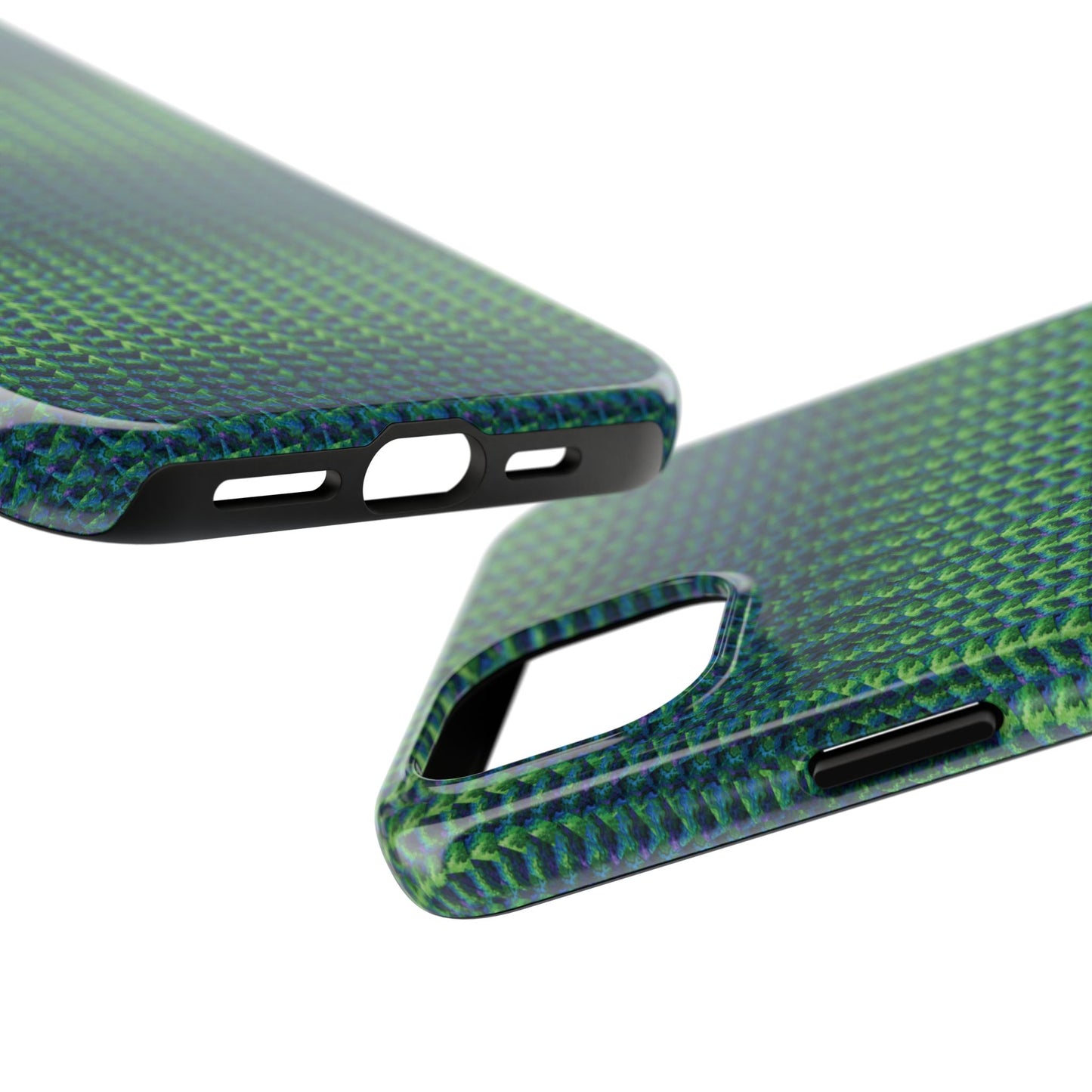 Green Woven Texture Tough Phone Case — Durable Protective Phone Cover