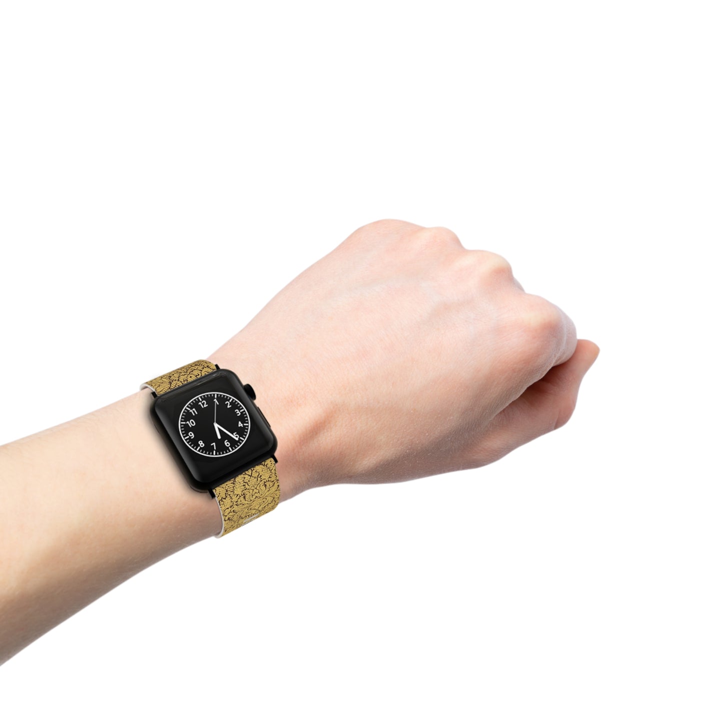 Bracelet Apple Watch Motif Damas Doré — Bracelet de Remplacement Floral Vintage