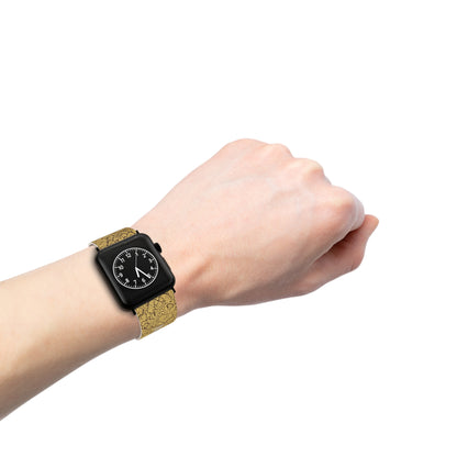 Bracelet Apple Watch Motif Damas Doré — Bracelet de Remplacement Floral Vintage