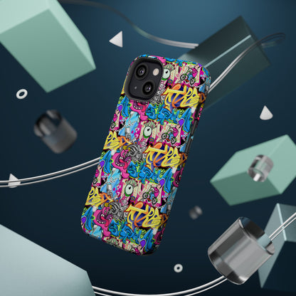 Coque de téléphone magnétique Graffiti Collage — Housse protectrice résistante aux chocs