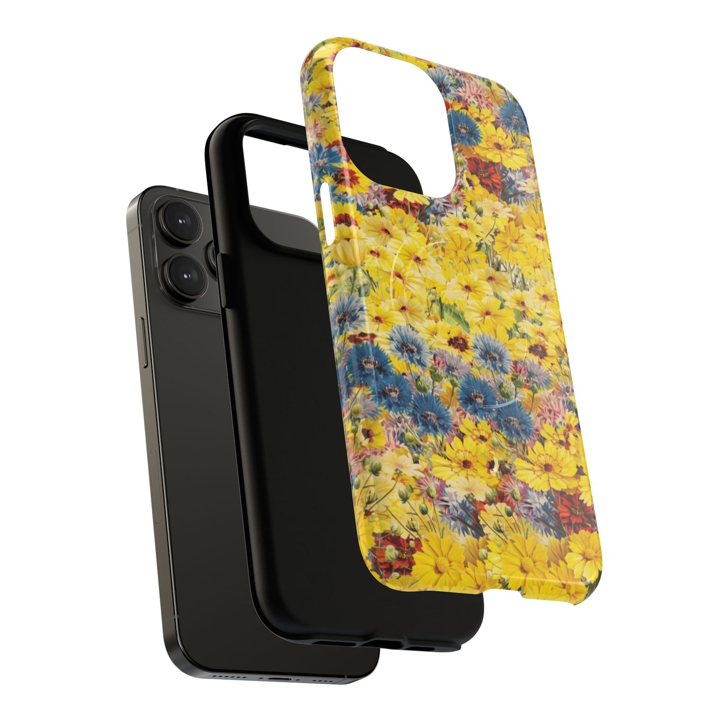 Coque de téléphone magnétique renforcée Floral Yellow Wildflower — Housse magnétique durable à fixation Snap