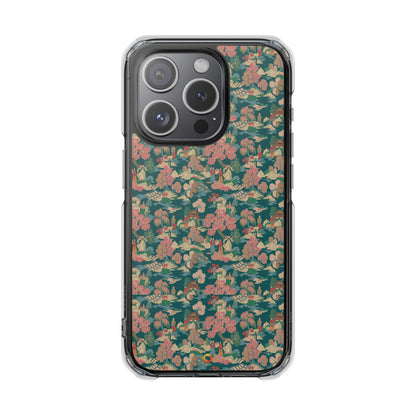 Floral Vintage Clear Magnetic Phone Case – Impact-Resistant iPhone Cover