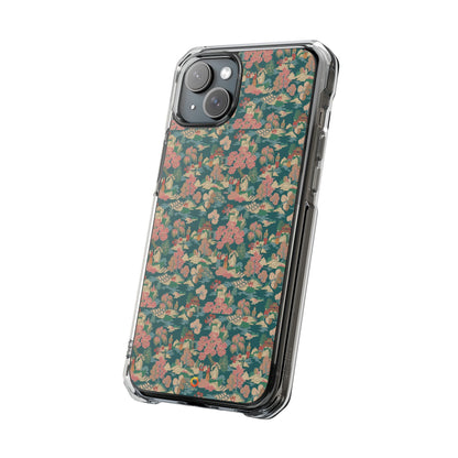 Floral Vintage Clear Magnetic Phone Case – Impact-Resistant iPhone Cover
