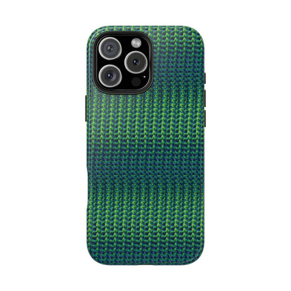 Green Woven Texture Tough Phone Case — Durable Protective Phone Cover