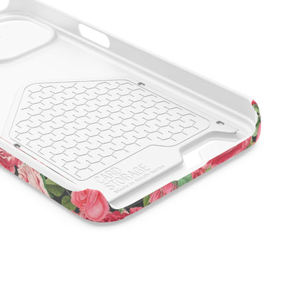 Coque de téléphone avec porte-cartes Floral Rose – Jardin vintage rose
