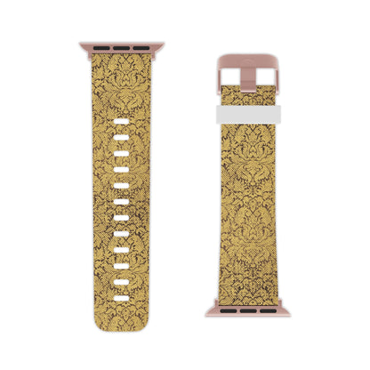 Bracelet Apple Watch Motif Damas Doré — Bracelet de Remplacement Floral Vintage