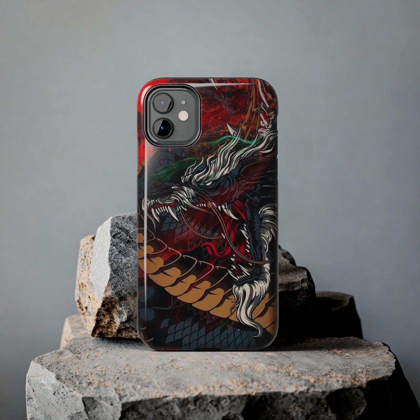 Coque de téléphone renforcée Dragon Rage — Housse protectrice iPhone style tatouage