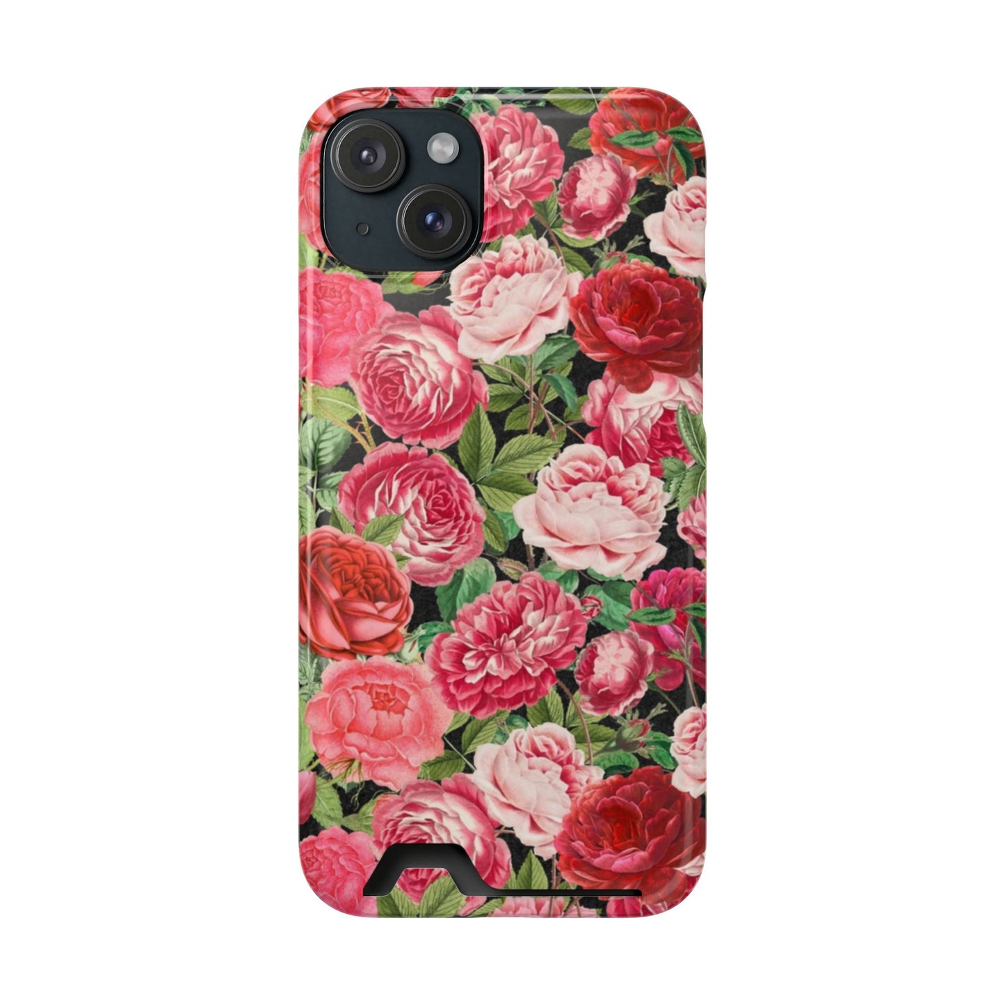 Coque de téléphone avec porte-cartes Floral Rose – Jardin vintage rose