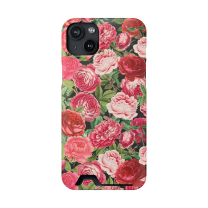 Coque de téléphone avec porte-cartes Floral Rose – Jardin vintage rose