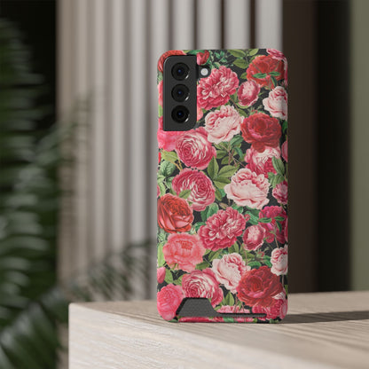 Coque de téléphone avec porte-cartes Floral Rose – Jardin vintage rose