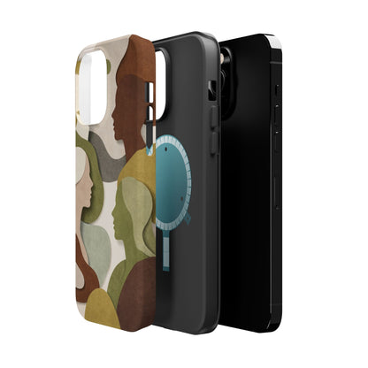Coque de téléphone — Silhouettes multiculturelles abstraites magnétique et résistante aux chocs