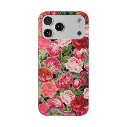 Coque de téléphone avec porte-cartes Floral Rose – Jardin vintage rose