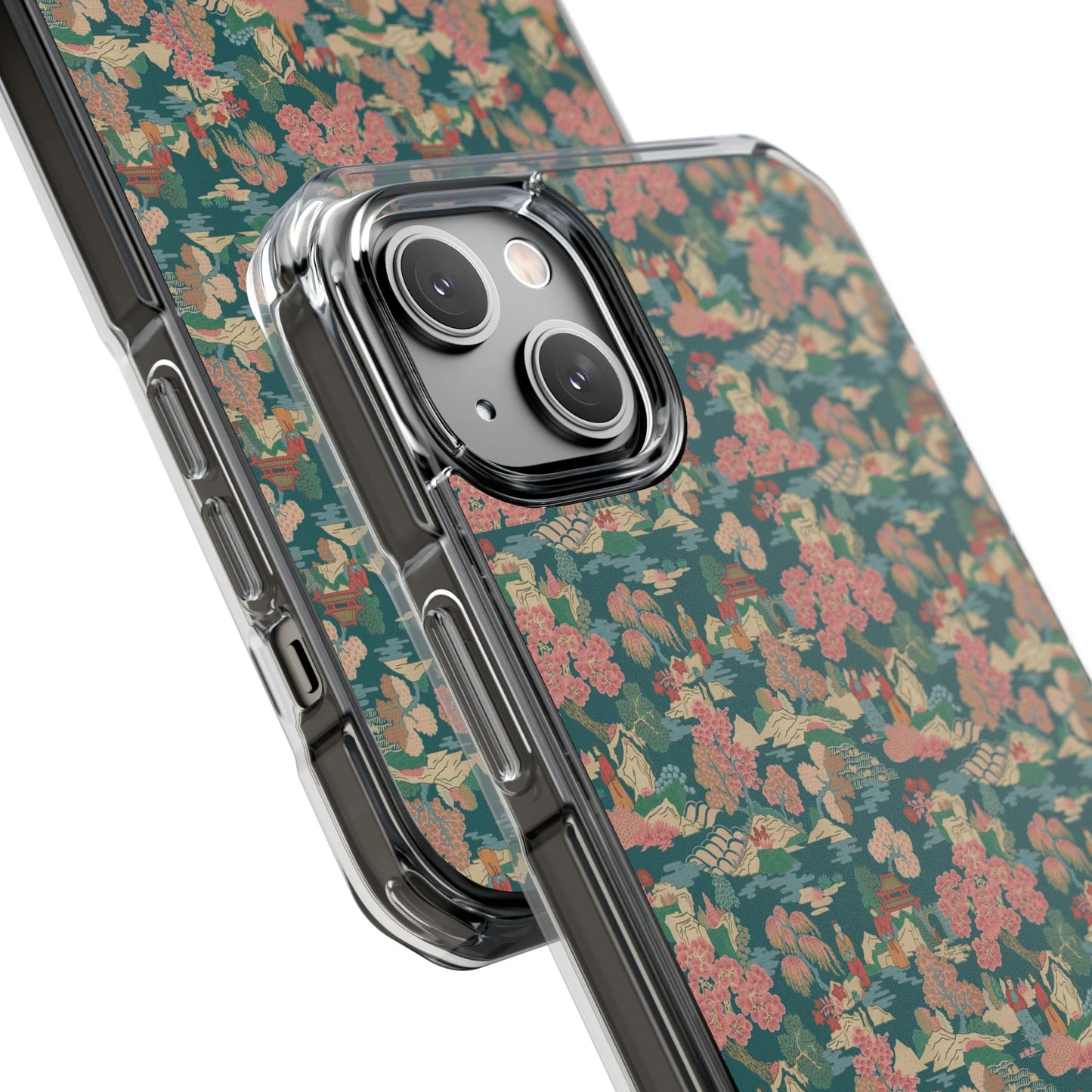 Floral Vintage Clear Magnetic Phone Case – Impact-Resistant iPhone Cover