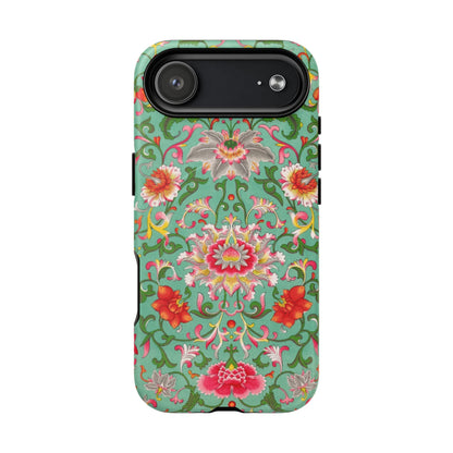 Coque de téléphone magnétique renforcée à motif floral vintage