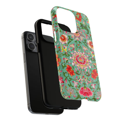 Coque de téléphone magnétique renforcée à motif floral vintage