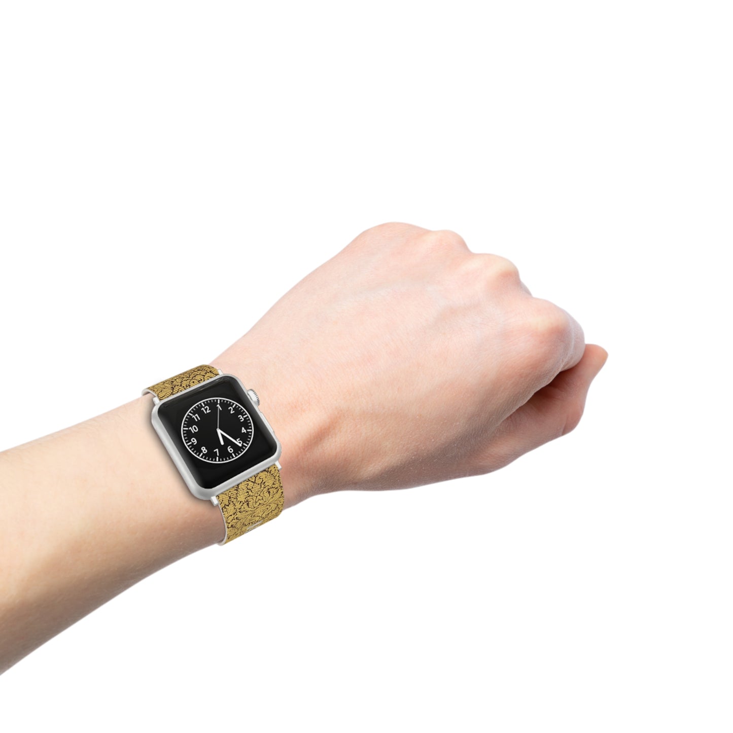 Bracelet Apple Watch Motif Damas Doré — Bracelet de Remplacement Floral Vintage