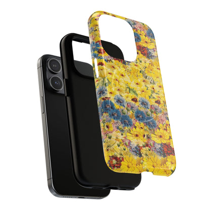 Coque de téléphone magnétique renforcée Floral Yellow Wildflower — Housse magnétique durable à fixation Snap