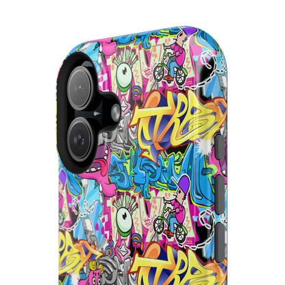 Coque de téléphone magnétique Graffiti Collage — Housse protectrice résistante aux chocs