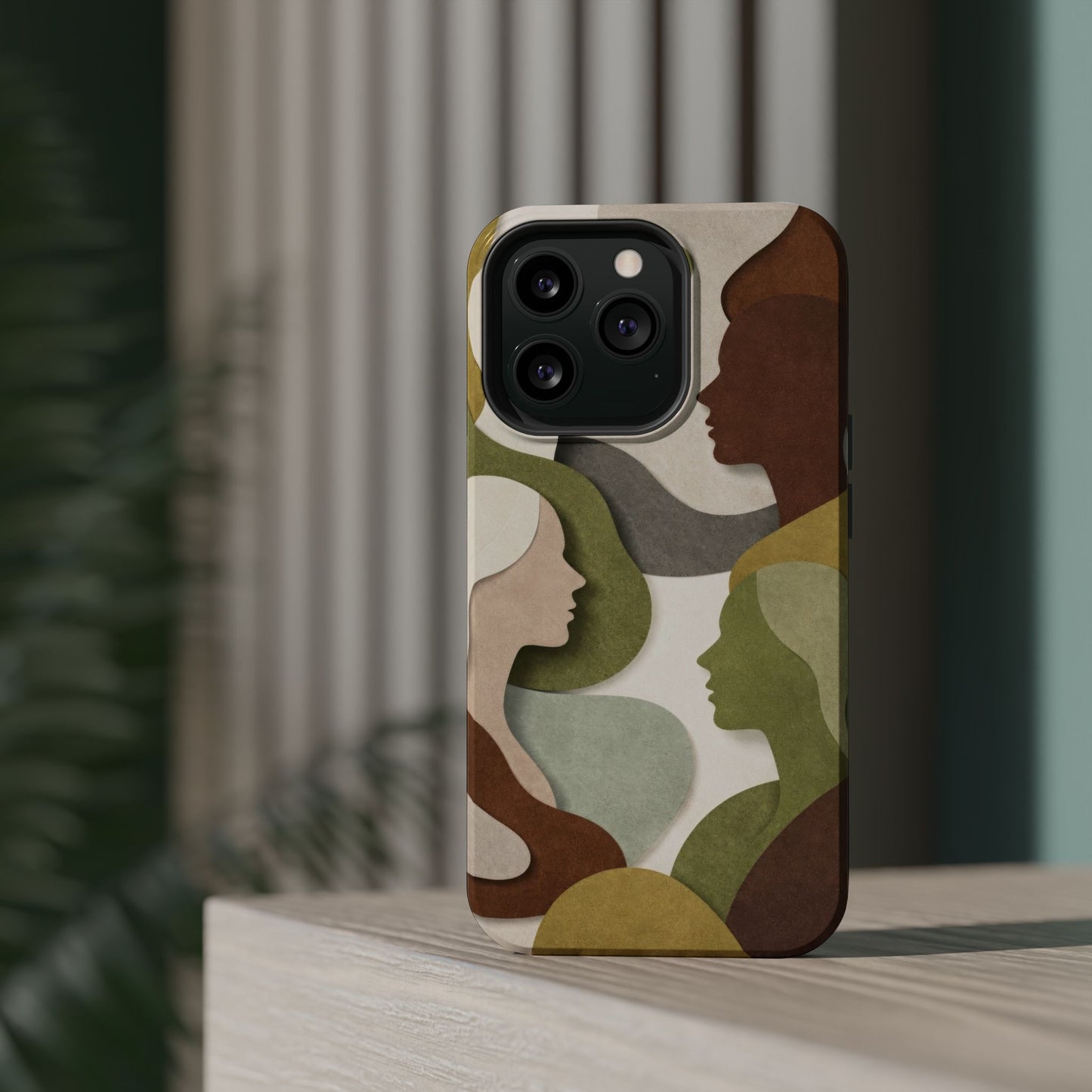 Coque de téléphone — Silhouettes multiculturelles abstraites magnétique et résistante aux chocs
