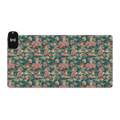 Tapis de souris gaming LED RGB avec recharge sans fil — Design camouflage floral