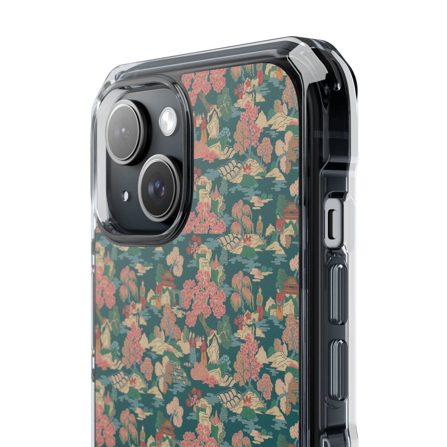 Floral Vintage Clear Magnetic Phone Case – Impact-Resistant iPhone Cover