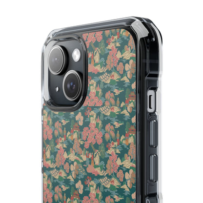 Floral Vintage Clear Magnetic Phone Case – Impact-Resistant iPhone Cover
