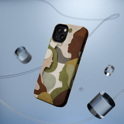Coque de téléphone — Silhouettes multiculturelles abstraites magnétique et résistante aux chocs