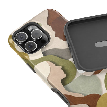 Coque de téléphone — Silhouettes multiculturelles abstraites magnétique et résistante aux chocs