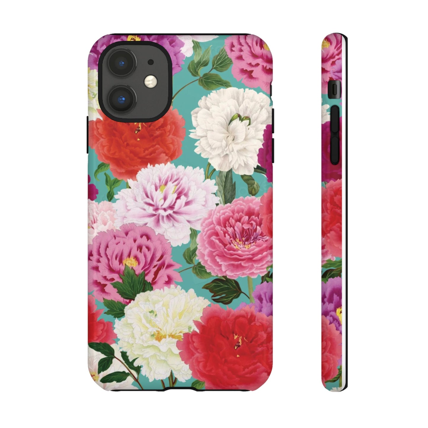 Coque de téléphone renforcée Floral Peony — Housse botanique protectrice pour iPhone