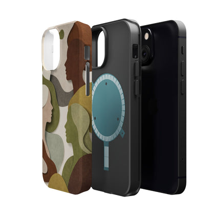 Coque de téléphone — Silhouettes multiculturelles abstraites magnétique et résistante aux chocs