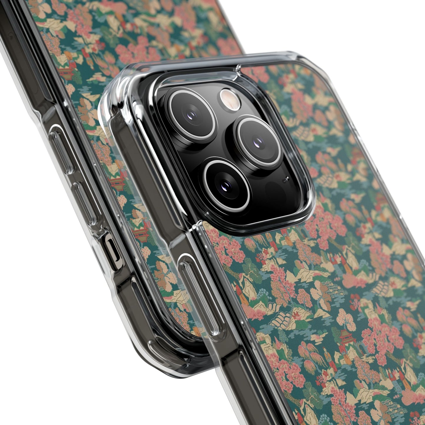 Floral Vintage Clear Magnetic Phone Case – Impact-Resistant iPhone Cover