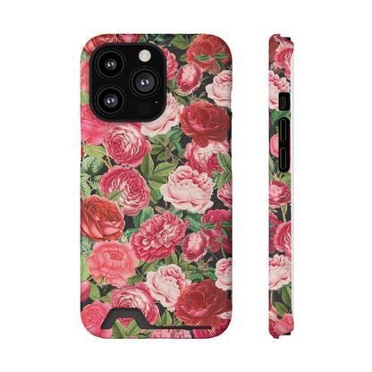 Coque de téléphone avec porte-cartes Floral Rose – Jardin vintage rose